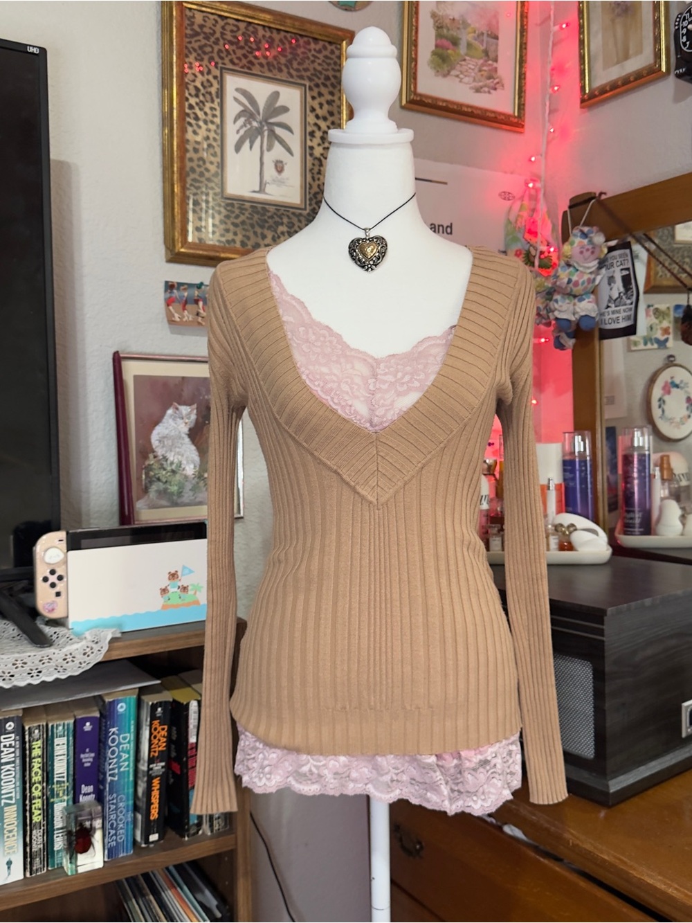 Y2K Ribbed V-Neck Sweater